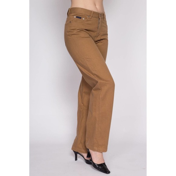 90s Calvin Klein Brown Mid Rise Pants - Medium |‎ Vintage Cotton Trousers - Picture 4 of 8